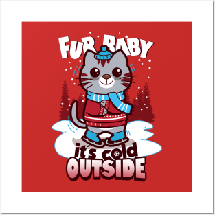 Funny Cute Original Christmas Fur Baby Cat Winter Meme Posters and Art